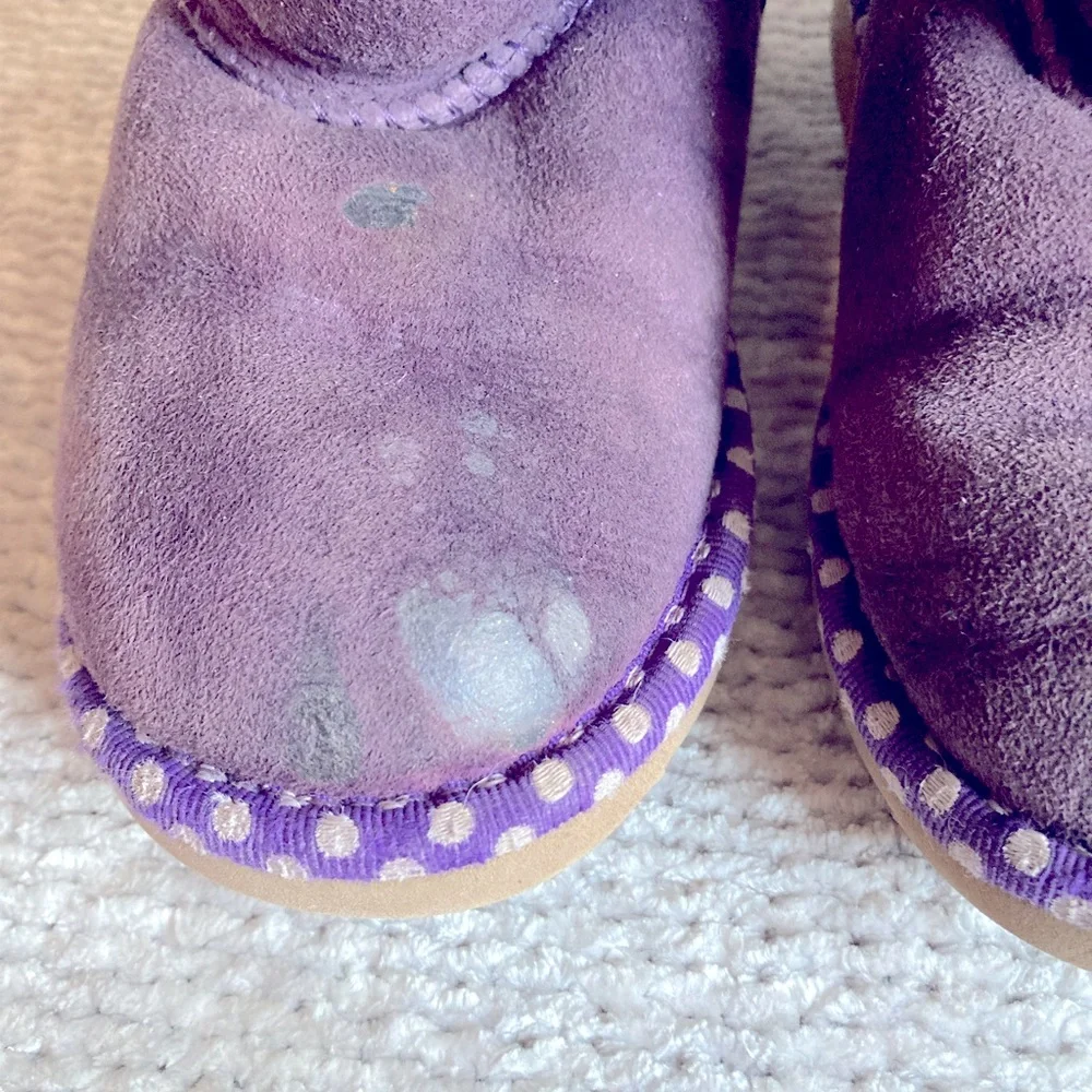 UGG Bailey Bows Boots Shearling Suede Polka Dots Girls 11‎